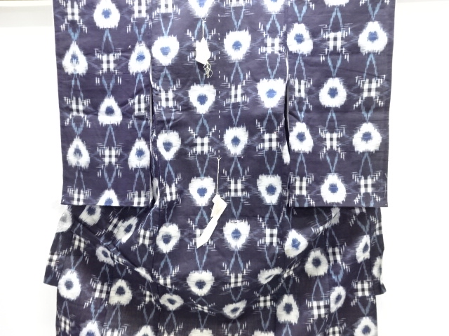 JAPANESE KIMONO / ANTIQUE KIMONO FOR BOYS / SILK / HAND WOVEN TSUMUGI / ABSTRACT PATTERN